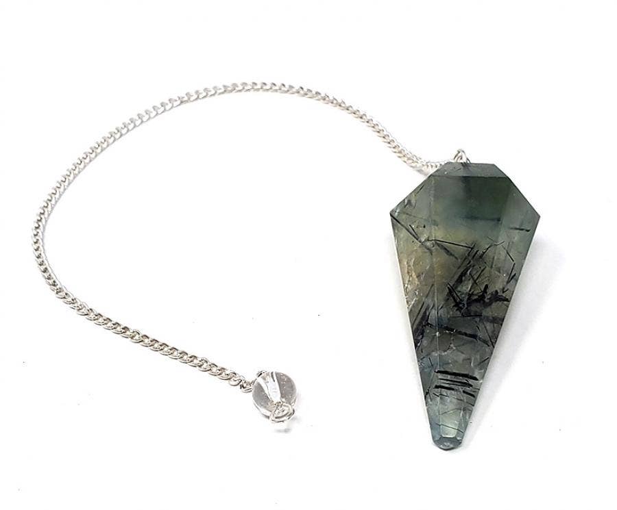 Prehnite Gemstone Pendulum with Chain (4PACK)