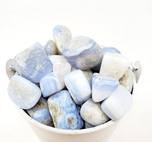 Bluelace Tumbled Stone 1 Lb (Genuine Polished Gemstone)