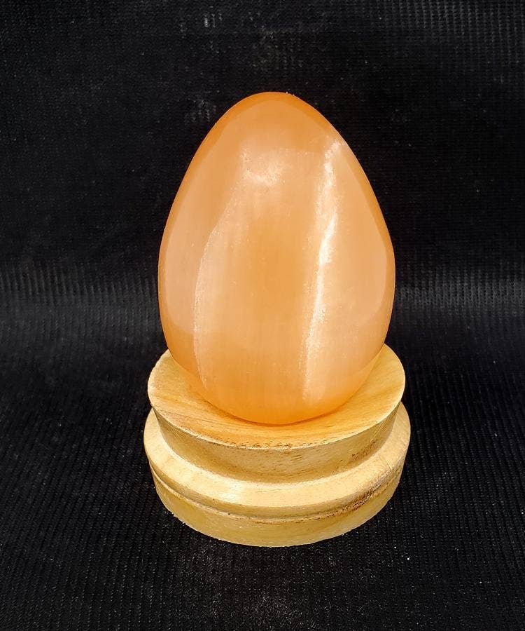 Orange Selenite Egg 2.5"-3" - (Stand not included)