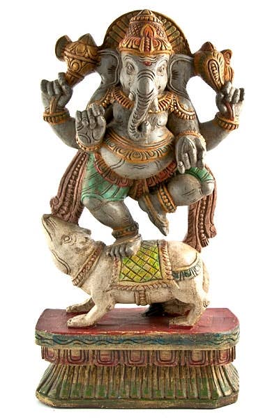 Lord Ganesh Wooden Statue Antique - 18"H_9