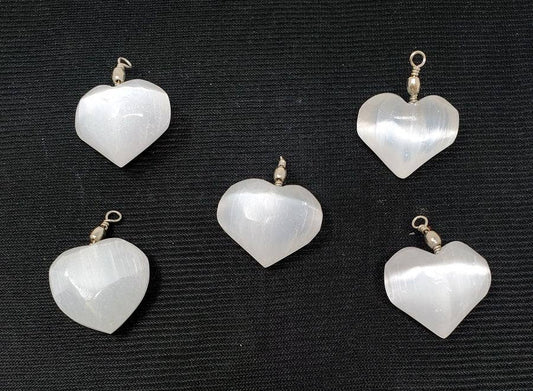 Selenite Pendant - Heart approx 0.75-1" Wide (Pack of 5)