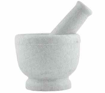 White Marble Mortar & Pestle - 4"H, 5"D