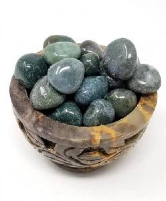 Moss Agate Tumbled Stone 1 Lb (Genuine Polished Gemstone)