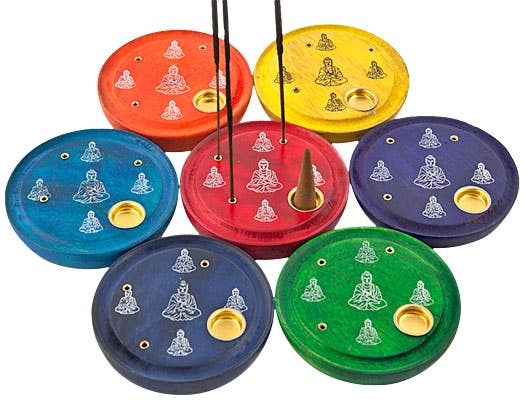 7 Pieces Chakra Lord Buddha Cone & Sticks Plate Burner Set