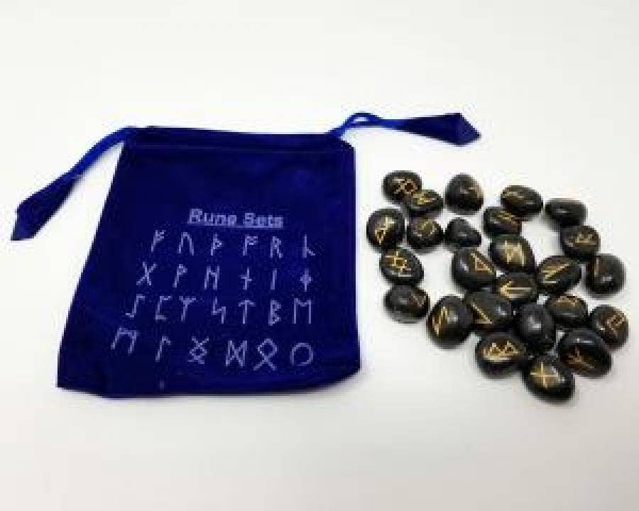 Black Agate Rune Set