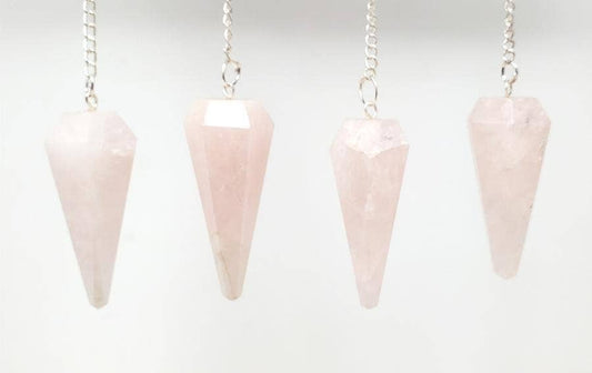 Rose Quartz Pendulum with Chain (4PACK)