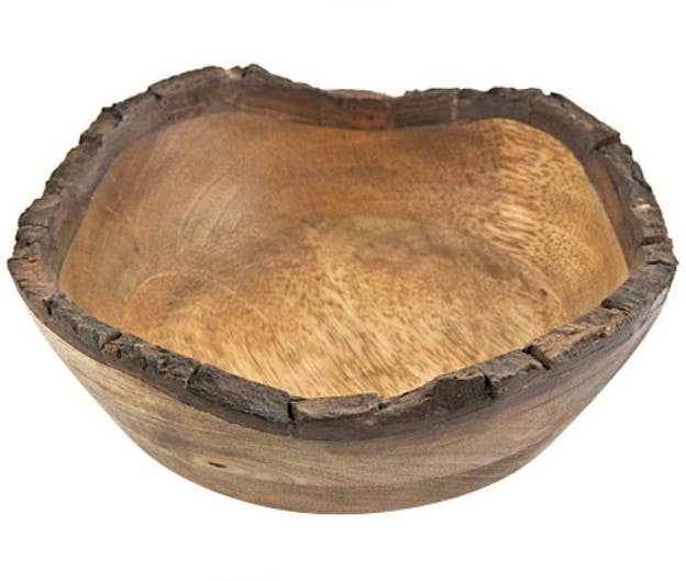 Wooden Tray/Bowl with Natural Bark - 8"D, 3"H