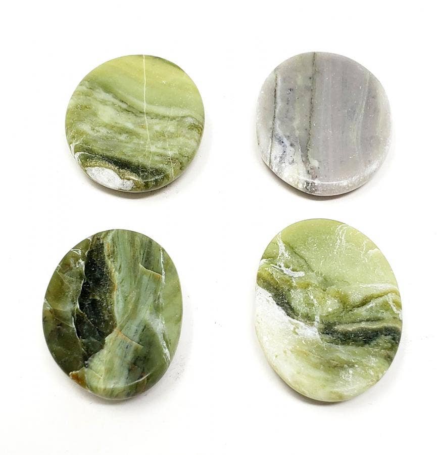 Worry Gemstone - Serpentine Oval Stones (4 Pack) 1-1.5"L