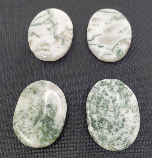 Worry Gemstone - Tree Agate Oval Stones (4 Pack) 1-1.5"L