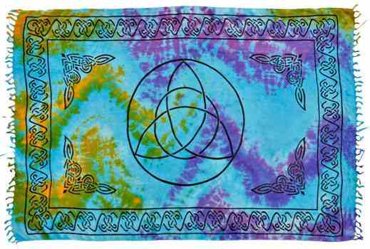 Triquetra in Tie Dye Scarve / Altar Cloth - 42" x 68"