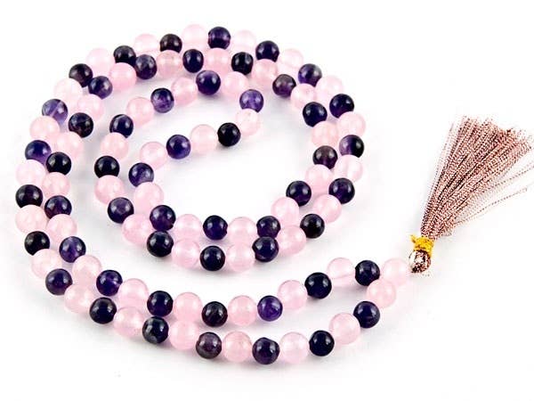 Rose Quartz & Amethyst Prayer Mala - 8mm