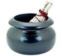 Black Stone Smudge Pot - 2.5" H, 4" D