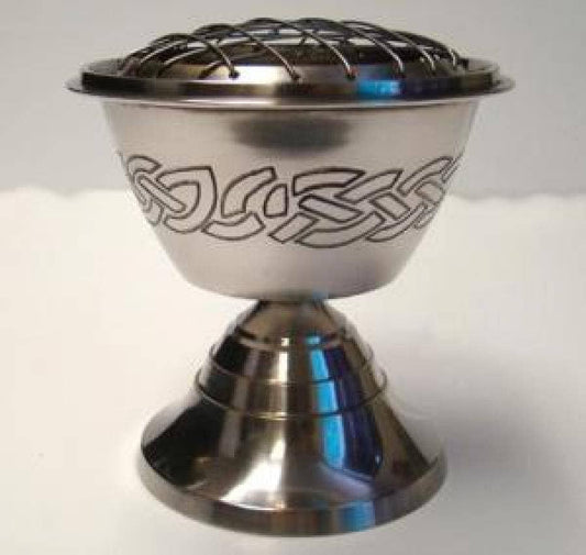 Celtic Knot Carved Brass Screen Censer Burner 4"