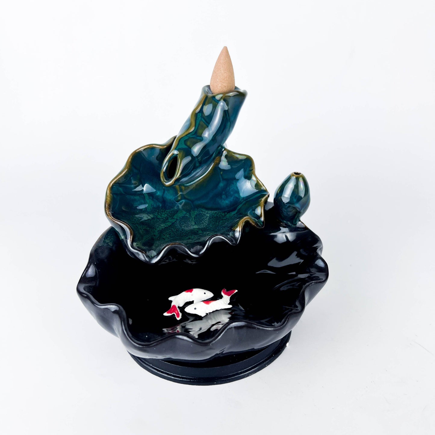 Lotus Ceramic Backflow Cone/Incense Burner 4.5" H x 5"W