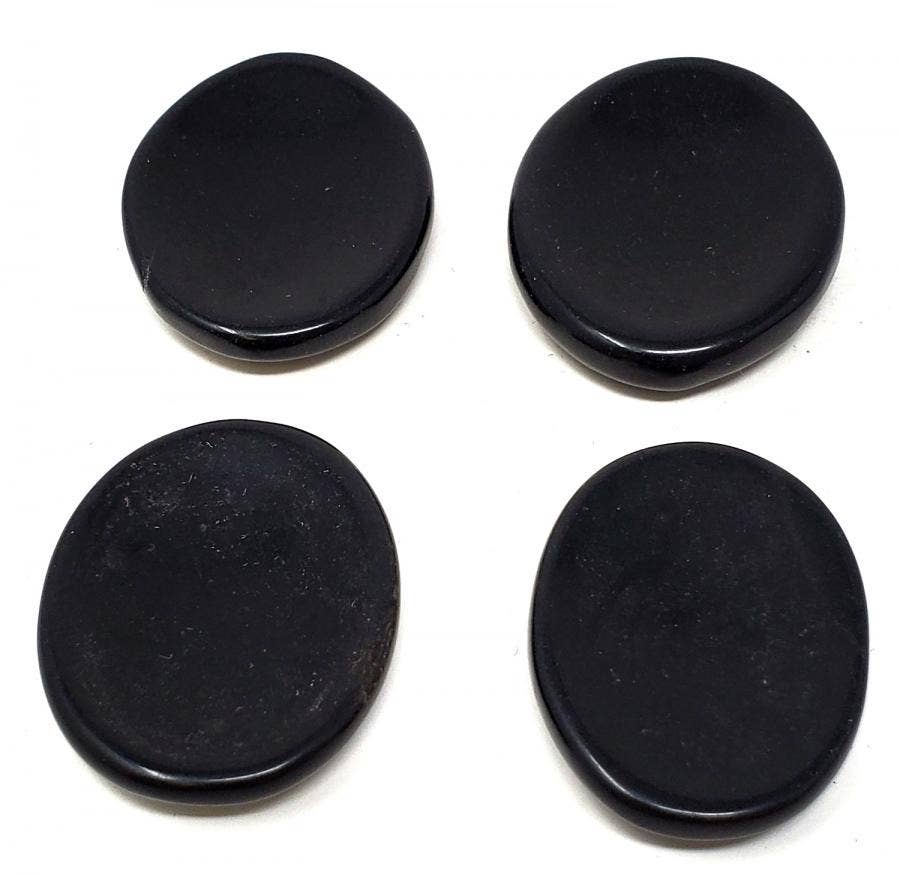 Worry Gemstone - Black Obsidian Oval Stones (4 Pack) 1-1.5"L