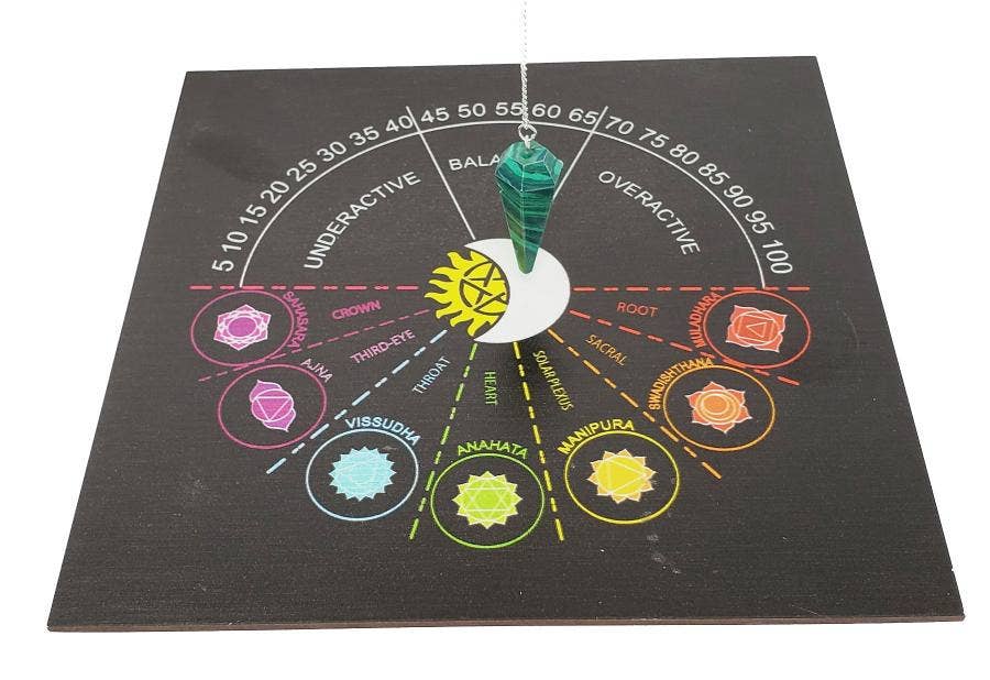 7 Chakra w/ Sun & Moon Pendulum / Altar Board 8"