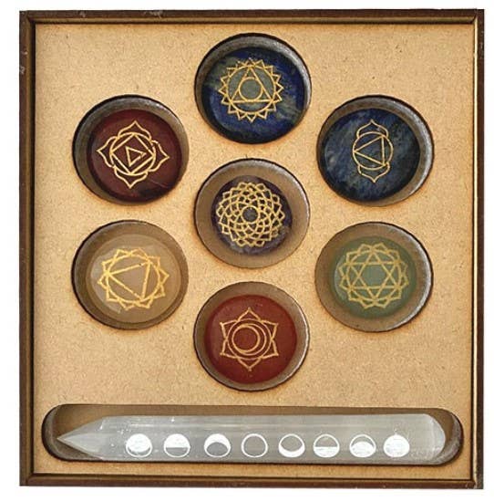 Chakra Round Set with Moon Phase Wand Gift Box