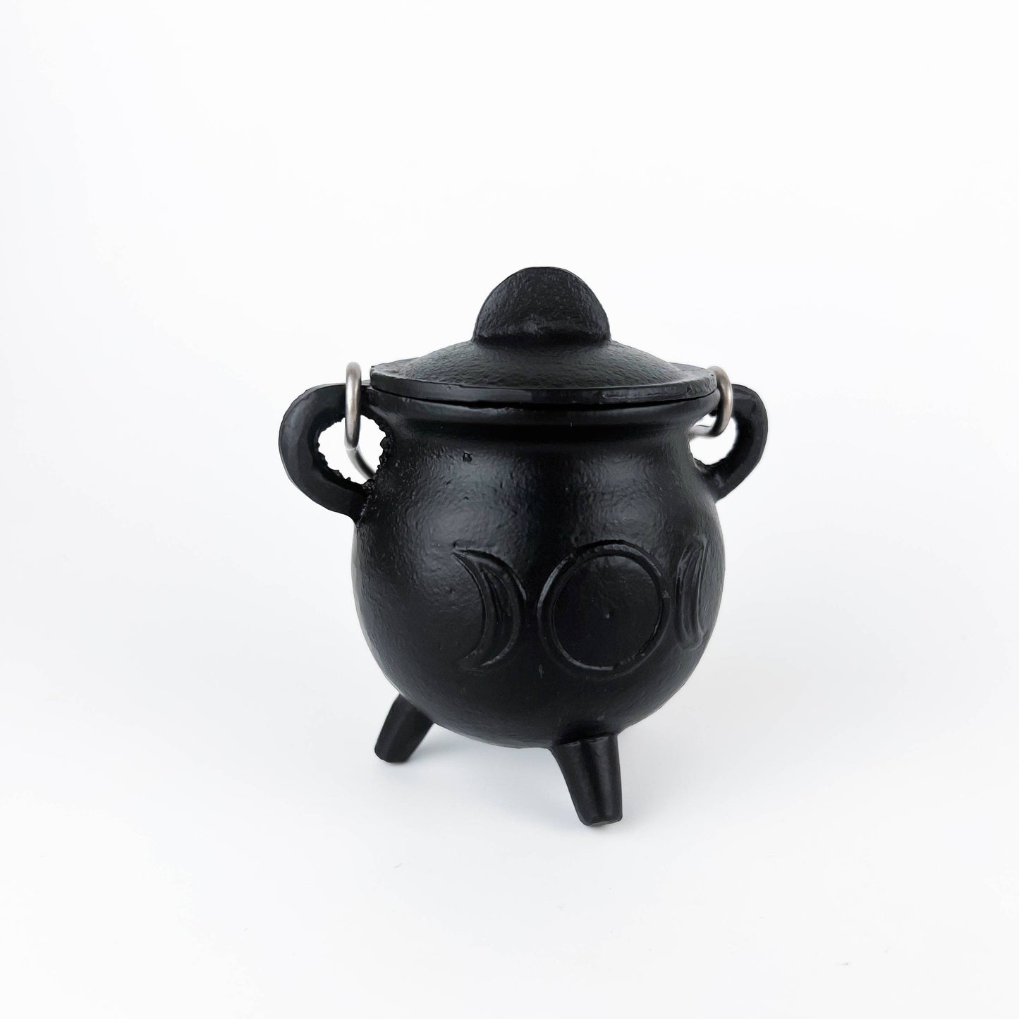 TRIPLE MOON Cast Iron Cauldron with Lid 2.5"D 4.25"H