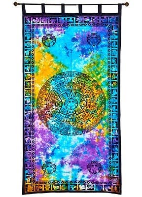 Aztec Calendar Curtain (Tie Dye) - 44"x88"