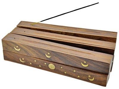 6 Pieces Assorted Flip Tip Wooden Incense Box Burner Set 12L