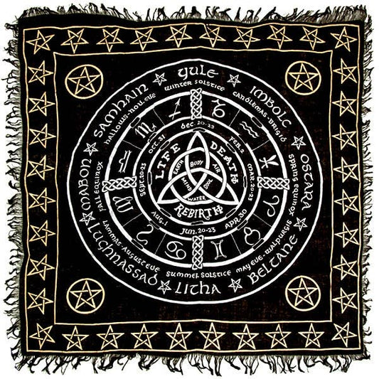 Triquetra Pentacle in Gold & Silver Altar Cloth - 36" x 36"