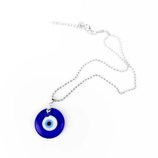 Evil Eye Pendant Necklace with chain 11"L, 1"D