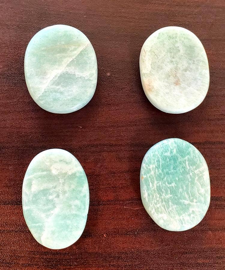 Worry Gemstone - Amazonite Oval Stones (4 Pack) 1-1.5"L