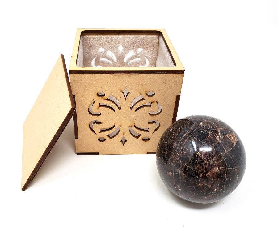 40-55mm GARNET Gemstone Sphere with wooden Box