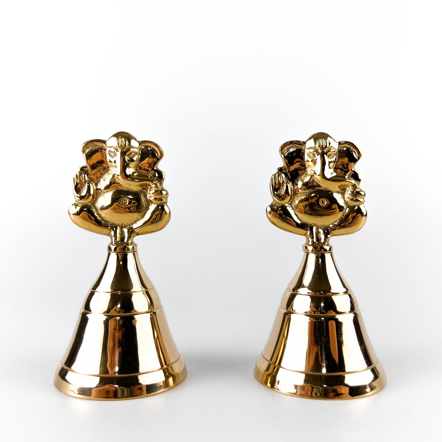 2 Pieces Ganesh Brass Altar Bell - 3.5"H