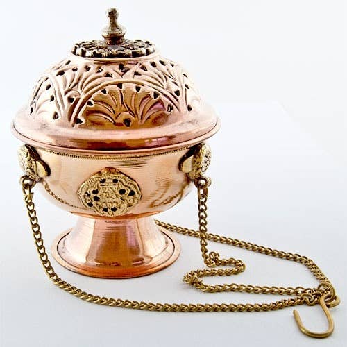 Tibetan Copper Hanging Censer Burner - 5"H