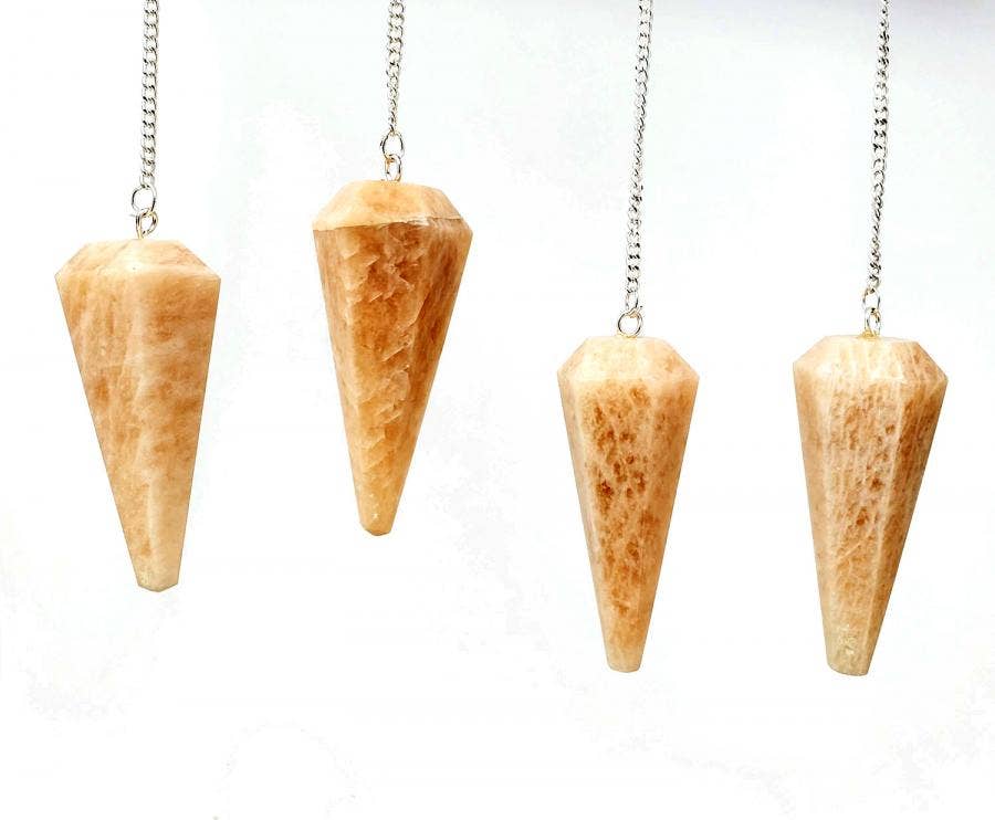 Peach Moonstone Pendulum with Chain(4PACK)