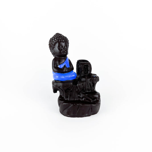 Buddha in Blue Backflow Incense Burner - 5"H