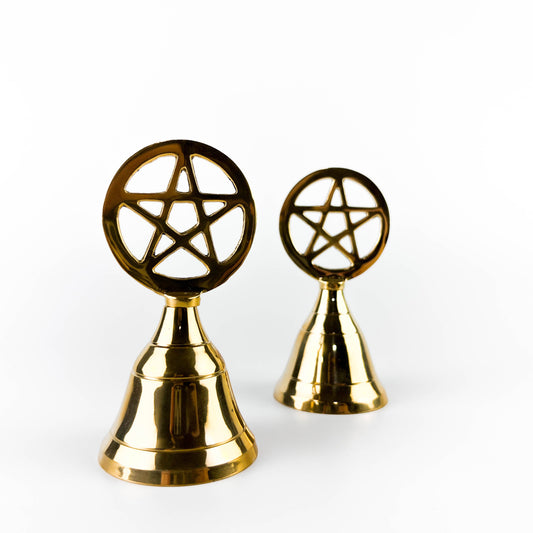 2 Pieces Pentacle Brass Altar Bell - 3.75"H