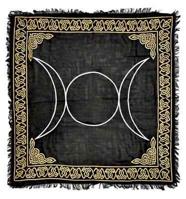 Triple Moon in Gold & Silver Altar Cloth - 36" x 36"