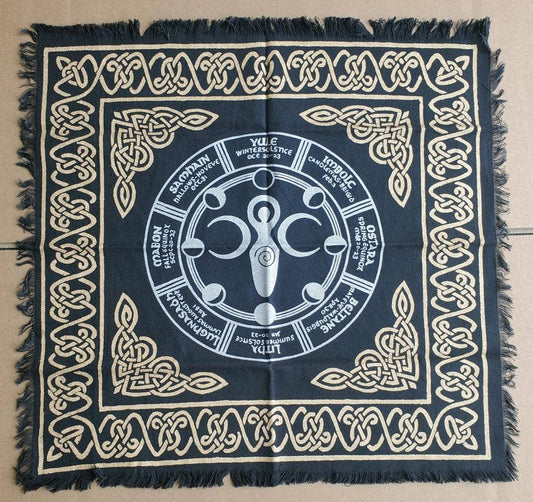 Goddess with Moon Phase & Wicca Calendar Altar Cloth- 24x 24