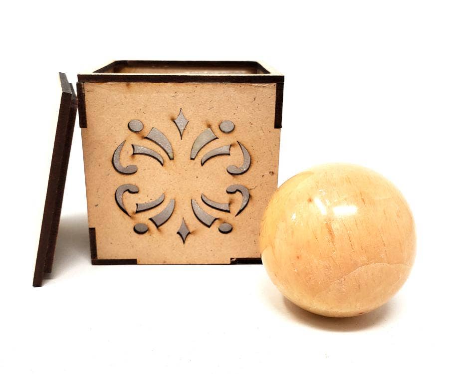 40-55mm Yellow Aventurine Gemstone Sphere with wooden Box