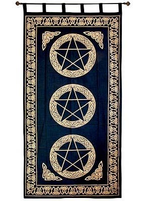 Three Pentacle Curtain (Gold) - 44"x88"