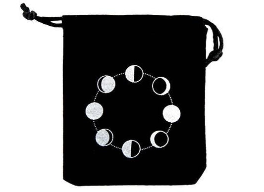 6 Pieces Moon Phase Drawstring Velvet Bag - 3.5"x4.5"