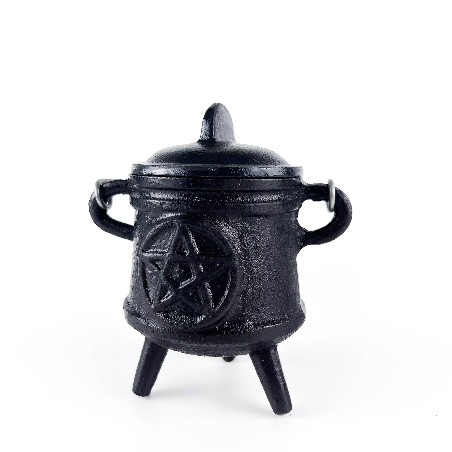 Pentacle Cast Iron Cauldron with Lid - 4.5"H, 3"D CAL06