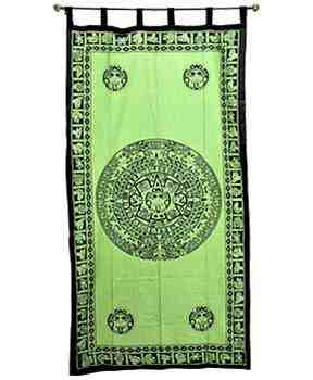 Aztec Calendar Curtain (Green) - 44"x88"