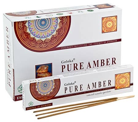 Goloka Pure Amber Incense - 15 Gram Pack (12 Packs Per Box)