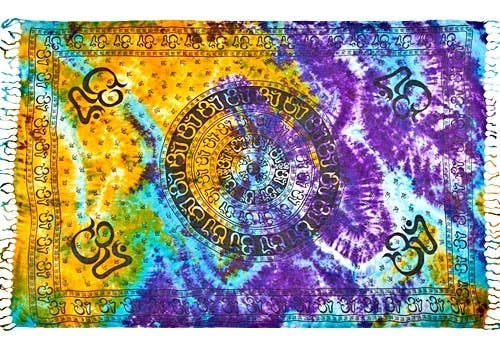 Om Chakra in Tie Dye Scarve / Altar Cloth - 42" x 68"