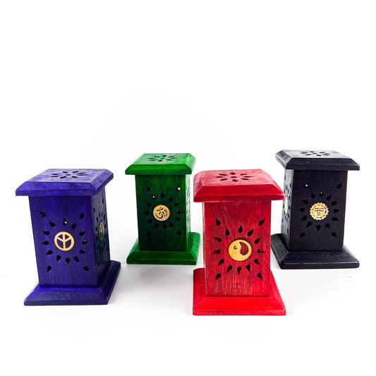 4 Pieces Assorted Color Mini Tower Burner for Cone - 4"H