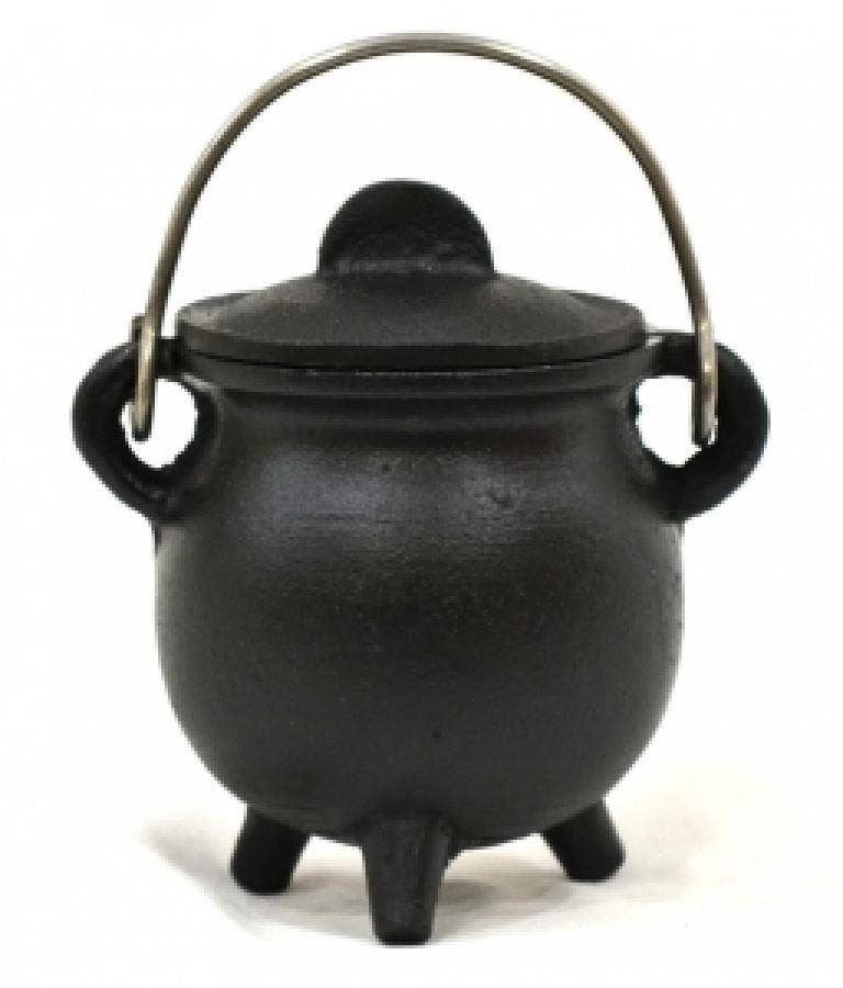 Cast Iron Cauldron with Lid 2.5"D 4.25"H