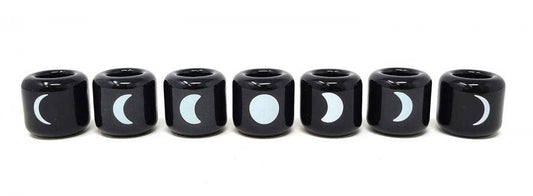 7 Pieces - Moon Phase Chime Candle Holder Black 1.25"H 1.25"