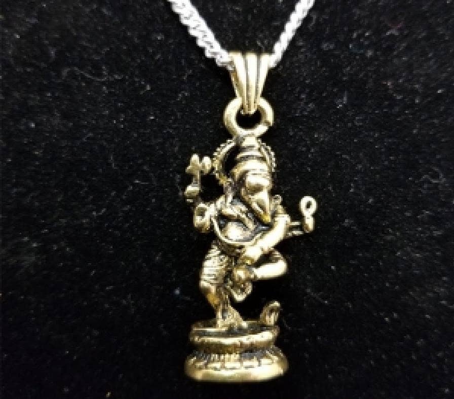 Ganesha Pendant Brass 1.5"x 0.5" Antique Finish