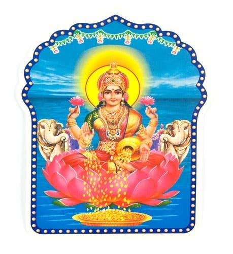 Goddess Laxmi Sticker - 4" x 4.75" (10 Per Pack)