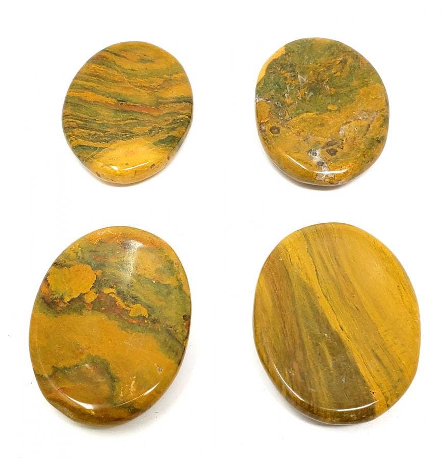 Worry Gemstone - Ocean Jasper Oval Stones (4 Pack) 1-1.5"L