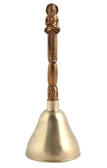 Bronze Tibetan Bell Lord Buddha - 5.5"H