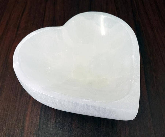 Selenite Heart Bowl 4"